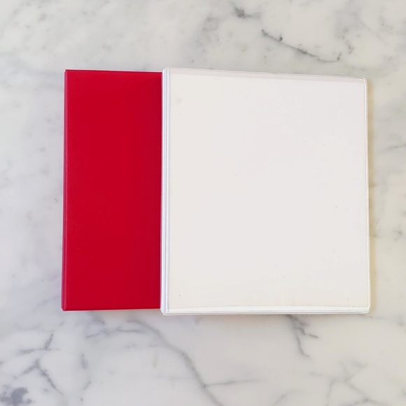 White 1-Inch 3 Ring View Front/Back & Red w/2 Interior Pockets Binder, 2 pcs. - Picture 1 of 3